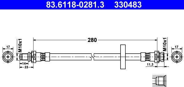 ATE 83.6118-0281.3 - Flessibile del freno www.autoricambit.com