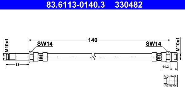 ATE 83.6113-0140.3 - Flessibile del freno www.autoricambit.com