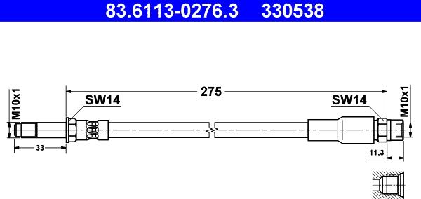 ATE 83.6113-0276.3 - Flessibile del freno www.autoricambit.com