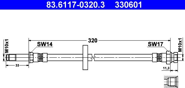 ATE 83.6117-0320.3 - Flessibile del freno www.autoricambit.com