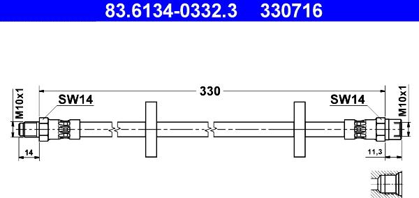 ATE 83.6134-0332.3 - Flessibile del freno www.autoricambit.com