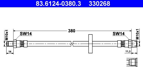 ATE 83.6124-0380.3 - Flessibile del freno www.autoricambit.com