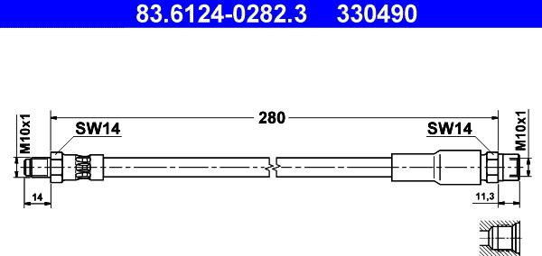 ATE 83.6124-0282.3 - Flessibile del freno www.autoricambit.com