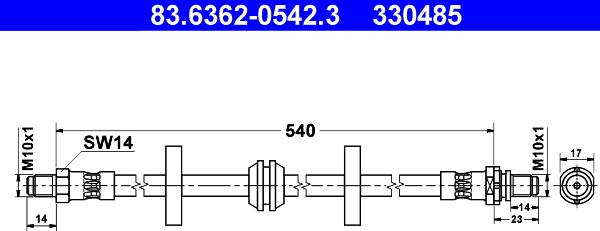 ATE 83.6362-0542.3 - Flessibile del freno www.autoricambit.com