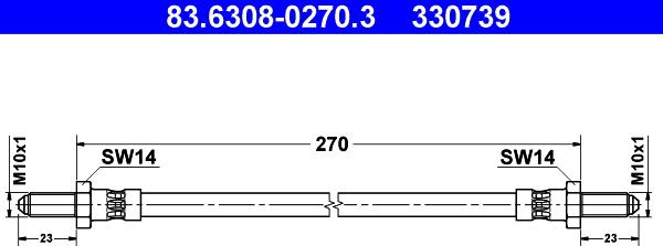 ATE 83.6308-0270.3 - Flessibile del freno www.autoricambit.com