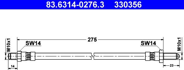 ATE 83.6314-0276.3 - Flessibile del freno www.autoricambit.com