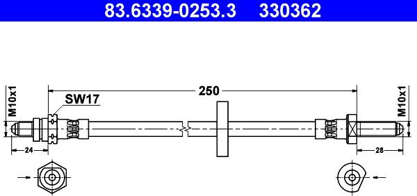 ATE 83.6339-0253.3 - Flessibile del freno www.autoricambit.com