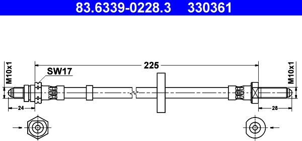 ATE 83.6339-0228.3 - Flessibile del freno www.autoricambit.com