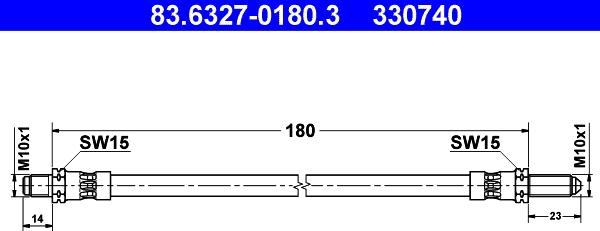 ATE 83.6327-0180.3 - Flessibile del freno www.autoricambit.com