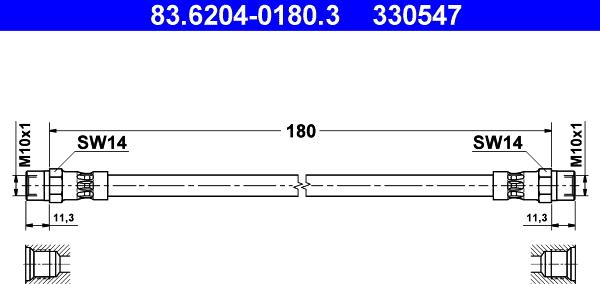 ATE 83.6204-0180.3 - Flessibile del freno www.autoricambit.com