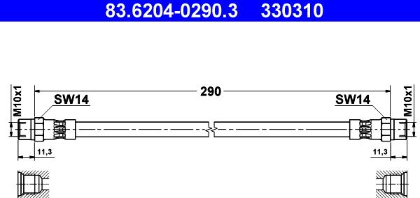 ATE 83.6204-0290.3 - Flessibile del freno www.autoricambit.com