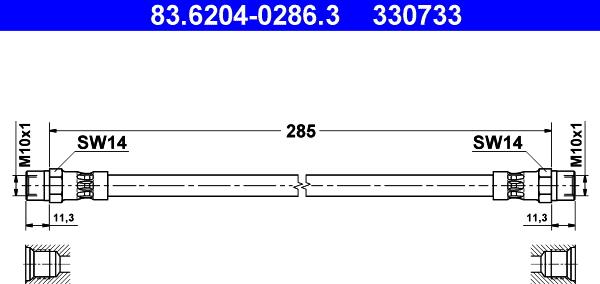 ATE 83.6204-0286.3 - Flessibile del freno www.autoricambit.com