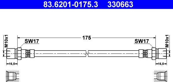 ATE 83.6201-0175.3 - Flessibile del freno www.autoricambit.com