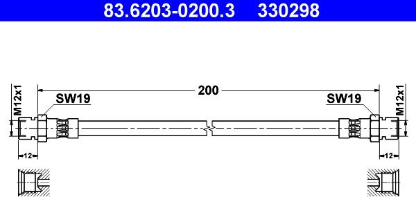 ATE 83.6203-0200.3 - Flessibile del freno www.autoricambit.com