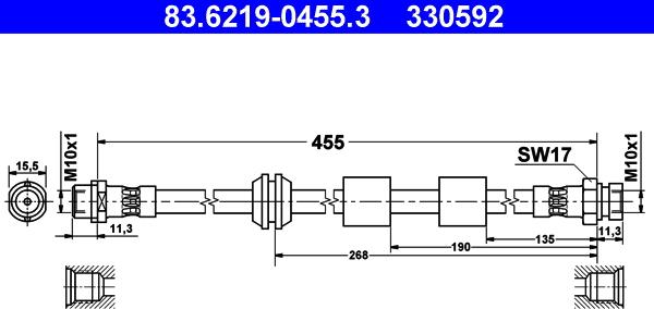 ATE 83.6219-0455.3 - Flessibile del freno www.autoricambit.com