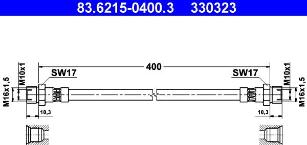 ATE 83.6215-0400.3 - Flessibile del freno www.autoricambit.com