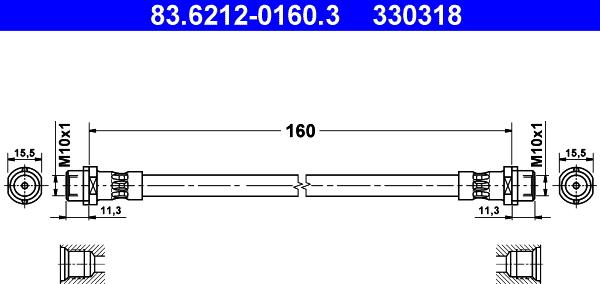 ATE 83.6212-0160.3 - Flessibile del freno www.autoricambit.com