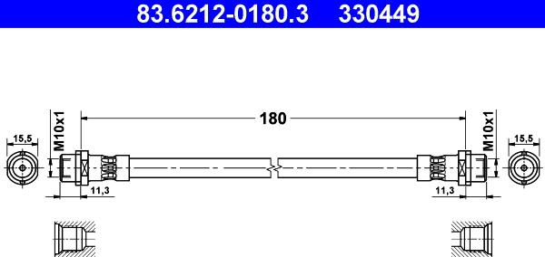 ATE 83.6212-0180.3 - Flessibile del freno www.autoricambit.com