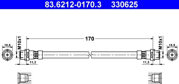 ATE 83.6212-0170.3 - Flessibile del freno www.autoricambit.com