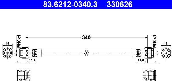 ATE 83.6212-0340.3 - Flessibile del freno www.autoricambit.com