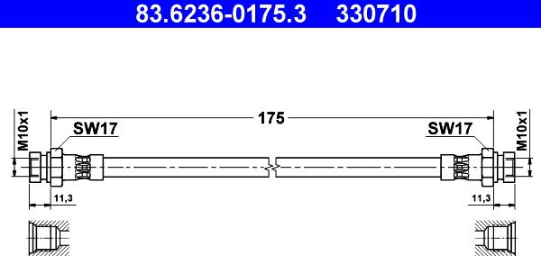 ATE 83.6236-0175.3 - Flessibile del freno www.autoricambit.com