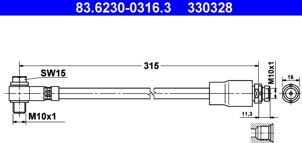 ATE 83.6230-0316.3 - Flessibile del freno www.autoricambit.com