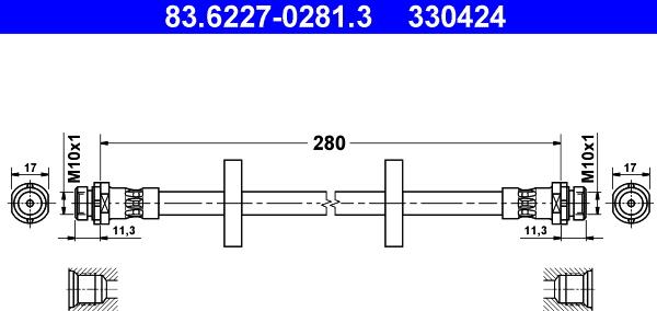 ATE 83.6227-0281.3 - Flessibile del freno www.autoricambit.com