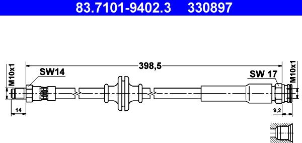 ATE 83.7101-9402.3 - Flessibile del freno www.autoricambit.com