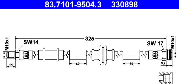 ATE 83.7101-9504.3 - Flessibile del freno www.autoricambit.com