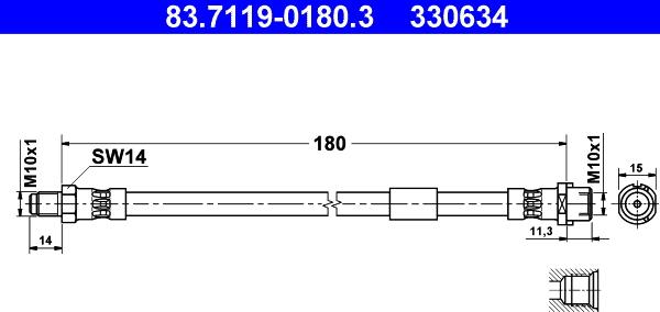 ATE 83.7119-0180.3 - Flessibile del freno www.autoricambit.com