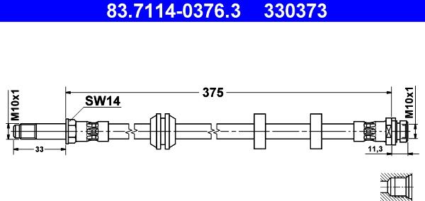 ATE 83.7114-0376.3 - Flessibile del freno www.autoricambit.com