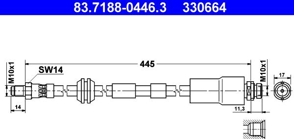 ATE 83.7188-0446.3 - Flessibile del freno www.autoricambit.com