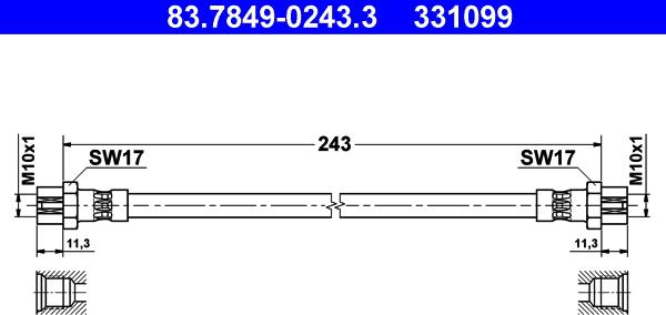 ATE 83.7849-0243.3 - Flessibile del freno www.autoricambit.com