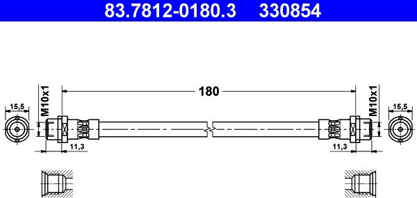 ATE 83.7812-0180.3 - Flessibile del freno www.autoricambit.com