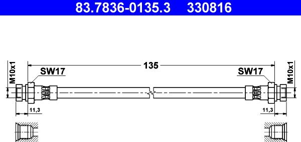 ATE 83.7836-0135.3 - Flessibile del freno www.autoricambit.com