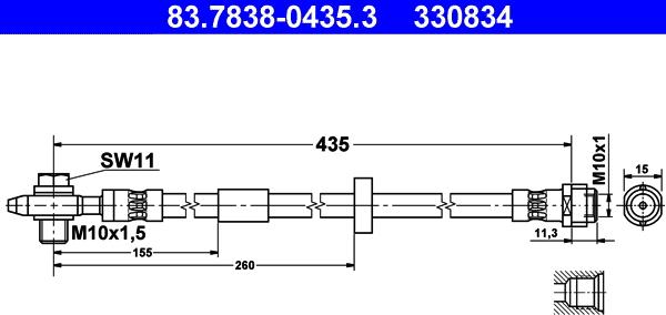 ATE 83.7838-0435.3 - Flessibile del freno www.autoricambit.com