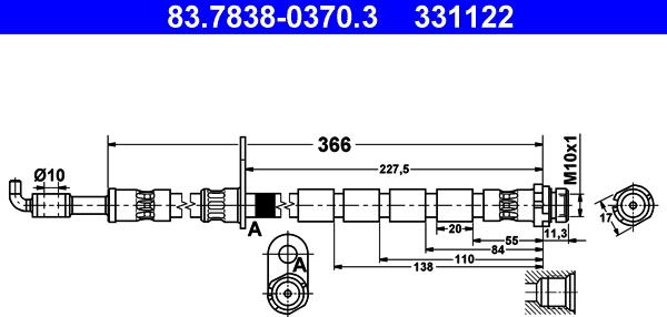 ATE 83.7838-0370.3 - Flessibile del freno www.autoricambit.com