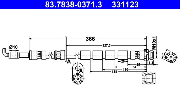 ATE 83.7838-0371.3 - Flessibile del freno www.autoricambit.com