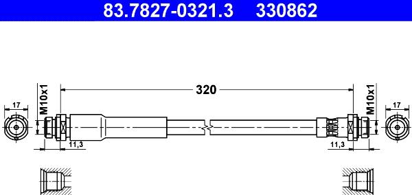 ATE 83.7827-0321.3 - Flessibile del freno www.autoricambit.com