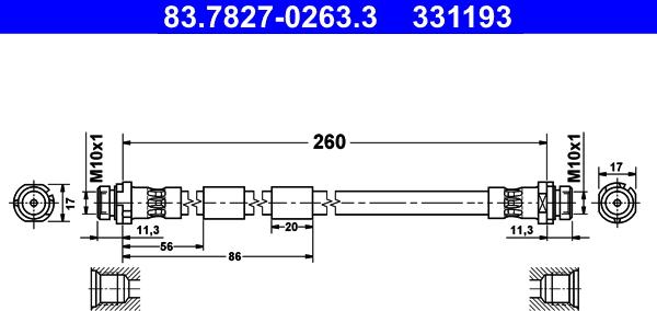 ATE 83.7827-0263.3 - Flessibile del freno www.autoricambit.com