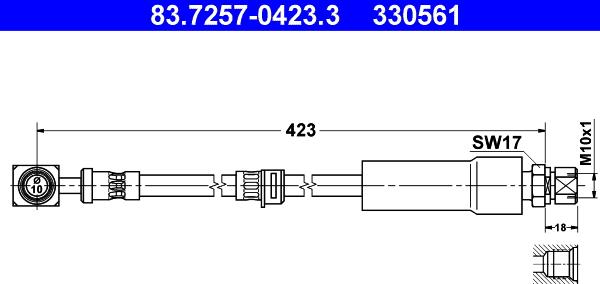 ATE 83.7257-0423.3 - Flessibile del freno www.autoricambit.com