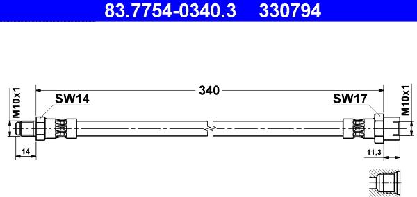 ATE 83.7754-0340.3 - Flessibile del freno www.autoricambit.com