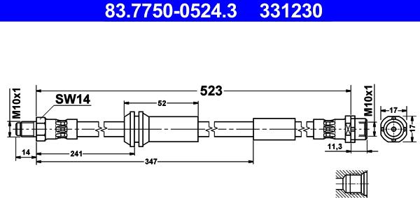 ATE 83.7750-0524.3 - Flessibile del freno www.autoricambit.com