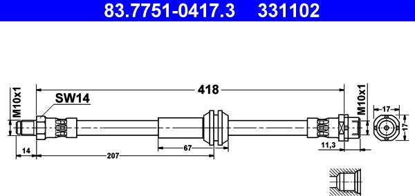 ATE 83.7751-0417.3 - Flessibile del freno www.autoricambit.com