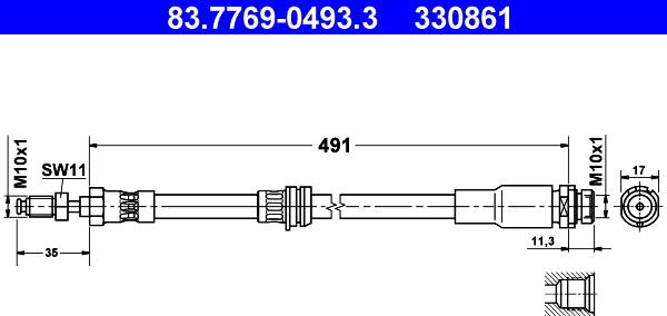 ATE 83.7769-0493.3 - Flessibile del freno www.autoricambit.com