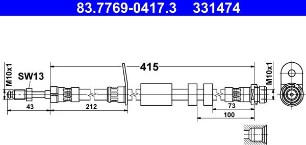 ATE 83.7769-0417.3 - Flessibile del freno www.autoricambit.com