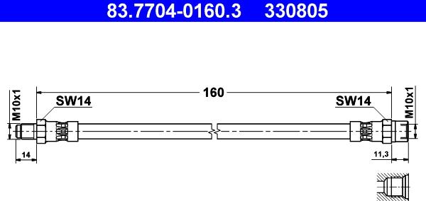 ATE 83.7704-0160.3 - Flessibile del freno www.autoricambit.com