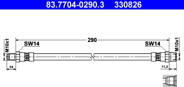 ATE 83.7704-0290.3 - Flessibile del freno www.autoricambit.com