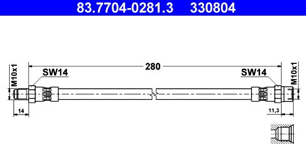 ATE 83.7704-0281.3 - Flessibile del freno www.autoricambit.com