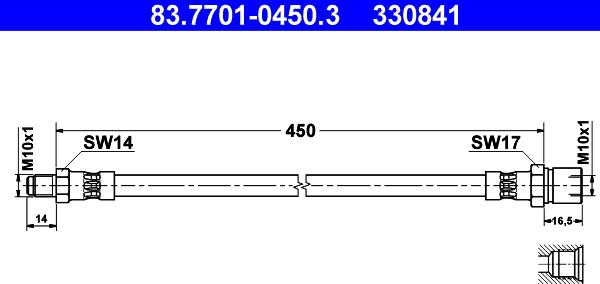 ATE 83.7701-0450.3 - Flessibile del freno www.autoricambit.com